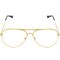 Clear Lens Costume Glasses - 70's Style Aviator Gold Wire Rimmed Clear Sunglasses for Adults and Kids